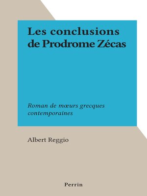 cover image of Les conclusions de Prodrome Zécas